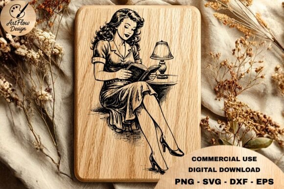 A Designer's Take on the Vintage Reading Woman SVG