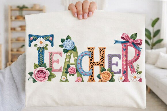 A Retro Florals Design for Embroidered Teacher Gifts