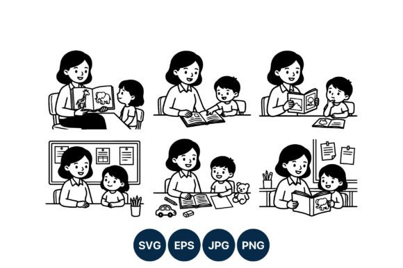 A Stitched Classroom Scene: A Designer's Look at This Teacher Vector