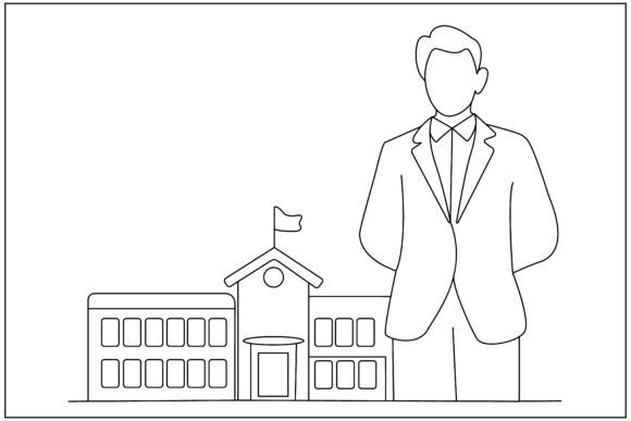 An Educator's Line Art Design for Modern Embroidery
