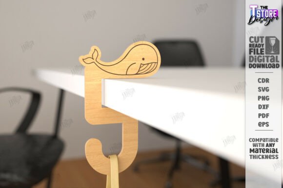 Bag Hook Holder Laser Cut Desk Hanger: Embroidery Potential