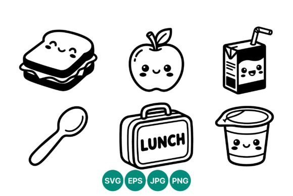 Cute School Lunch Black White Vector: A Designer's Take