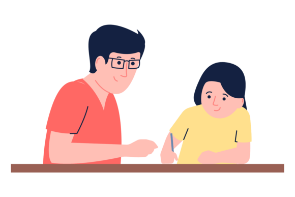 Dad Help Daughter with School Homework C: Practical Embroidery Design Review