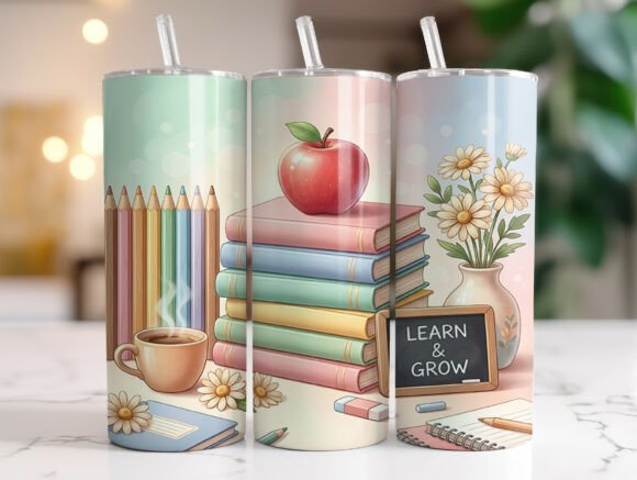 Pastel Teacher Tumbler Wrap Design In Real Stitch Work