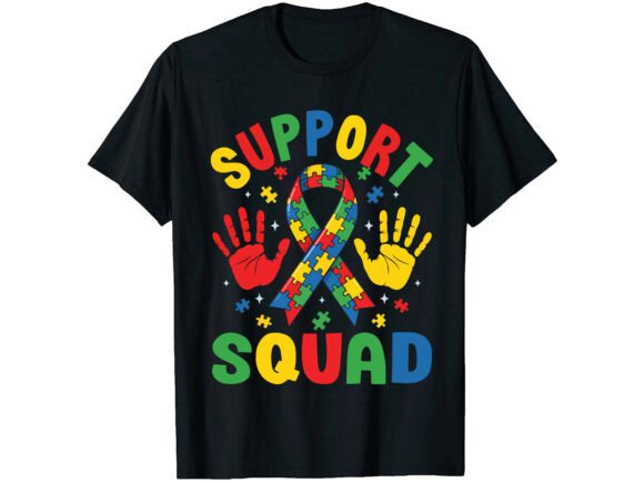 Support Squad Ribbon Autism T-Shirt