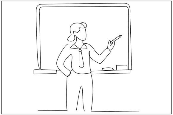 Teacher Line Art for Embroidery Projects