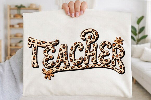 Teacher Png, Leopard Teacher Png: Real Embroidery Potential