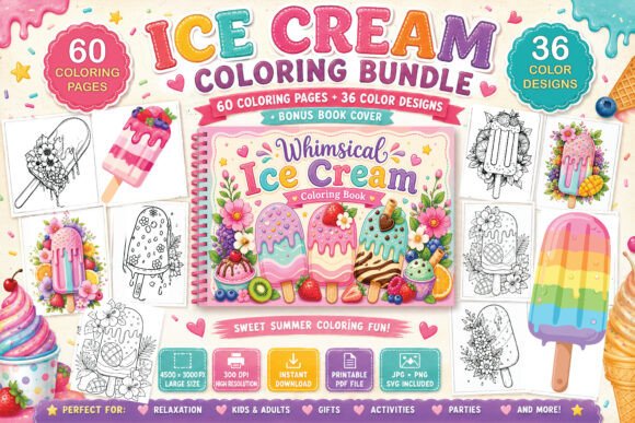 Whimsical Ice Cream Coloring Book Bundle Review